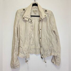 Lucky Brand - Linen Moto Inspired Jacket in Oatmeal - Women's size M - FLAWED